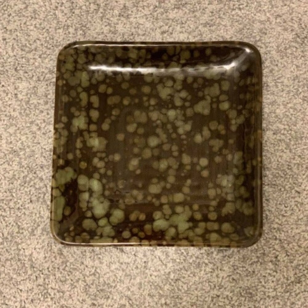 Adorable Polka Dotted Bohemian Style Plate/Tray in Light & Dark Shades of Green